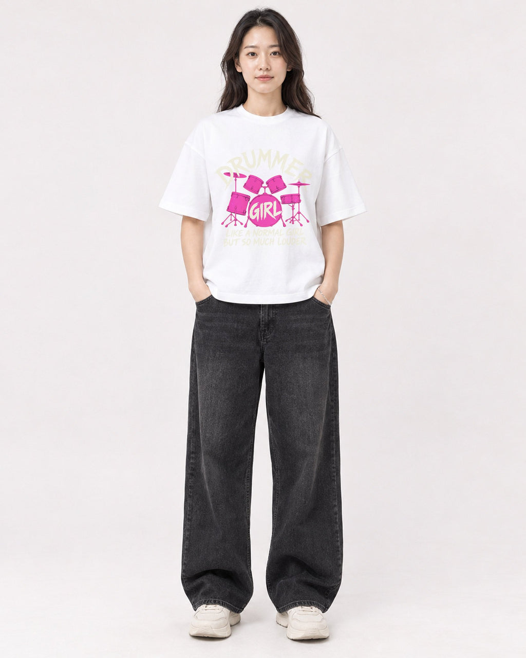 Mockup Boxy Heavyweight Tee White female full-body 03