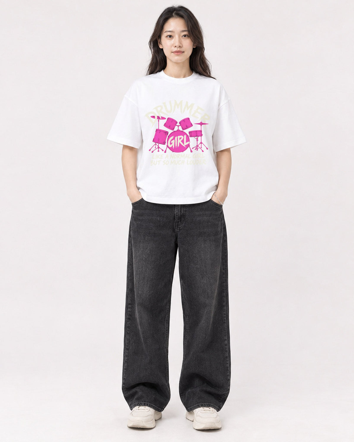 Mockup Boxy Heavyweight Tee White female full-body 03