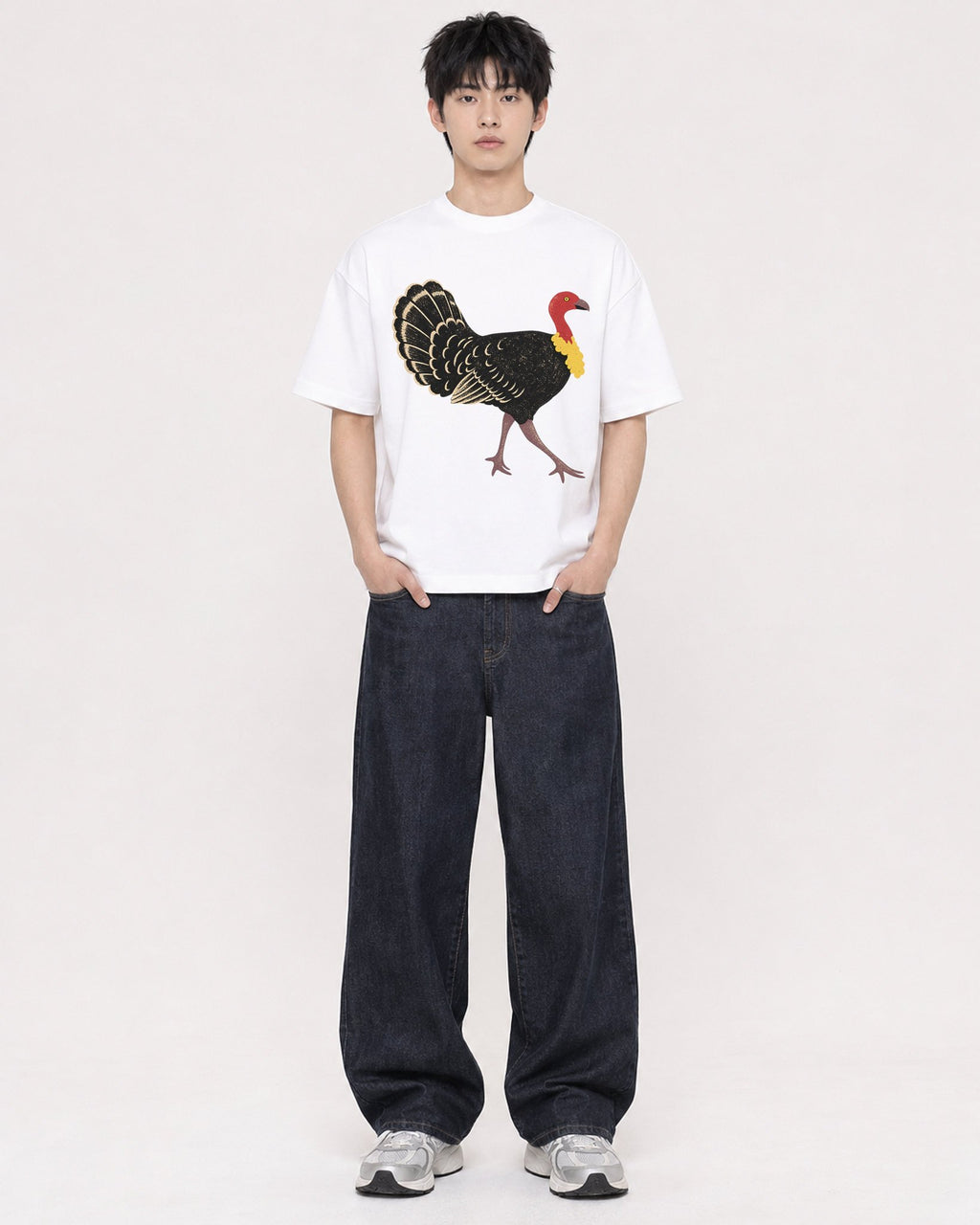 Mockup Boxy Heavyweight Tee White male full-body 01