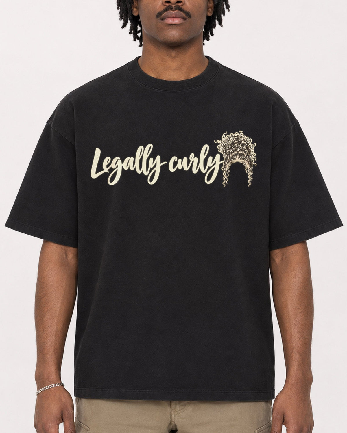Mockup Boxy Heavyweight Tee Black male close-up 04