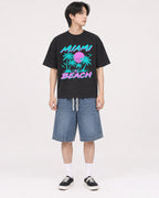 Mockup Boxy Heavyweight Tee Black male full-body 11