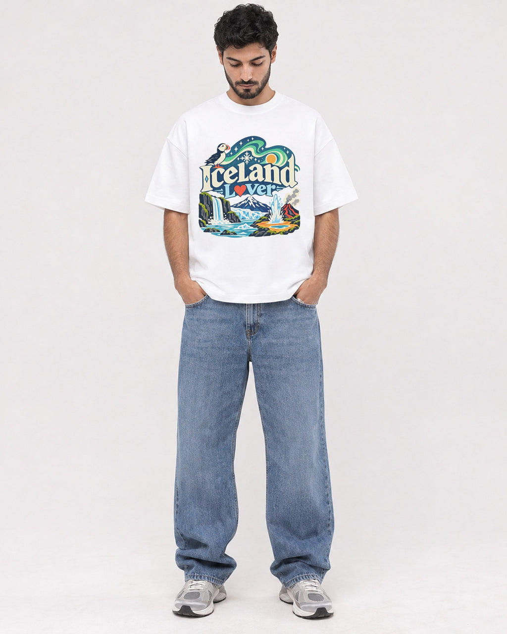 Mockup Boxy Heavyweight Tee White male full-body 07