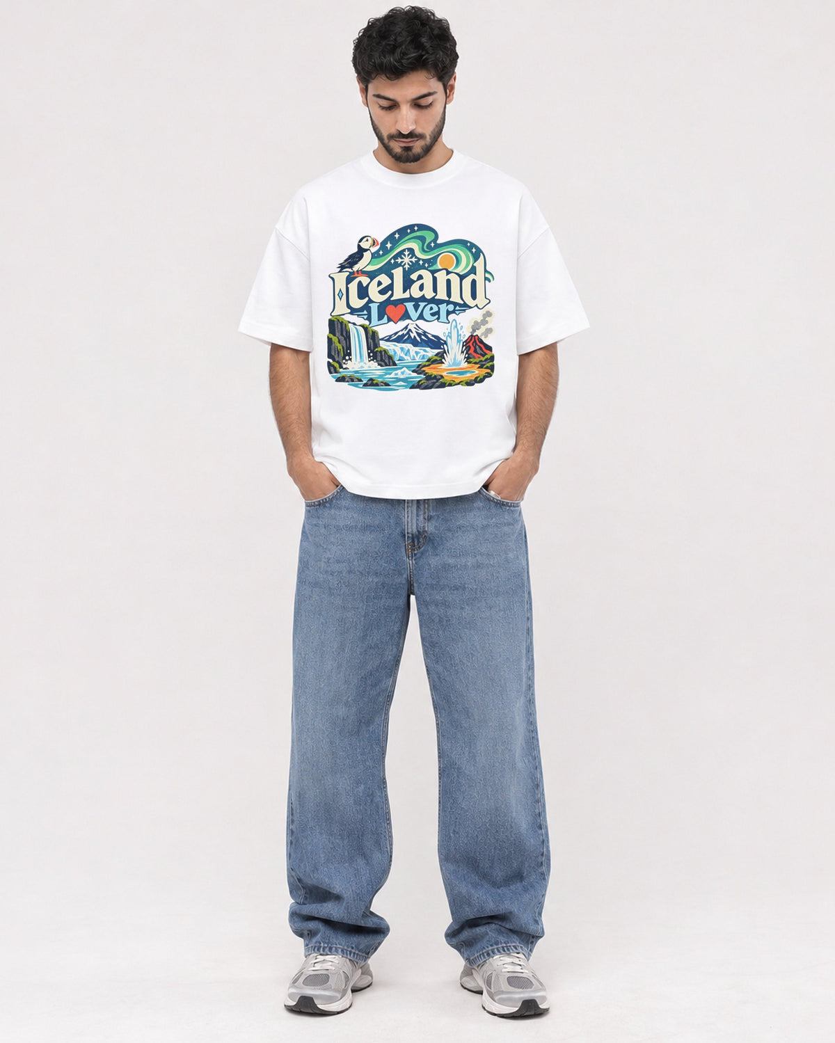 Mockup Boxy Heavyweight Tee White male full-body 07