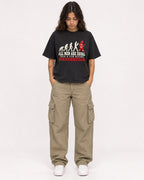Mockup Boxy Heavyweight Tee Black female full-body 06
