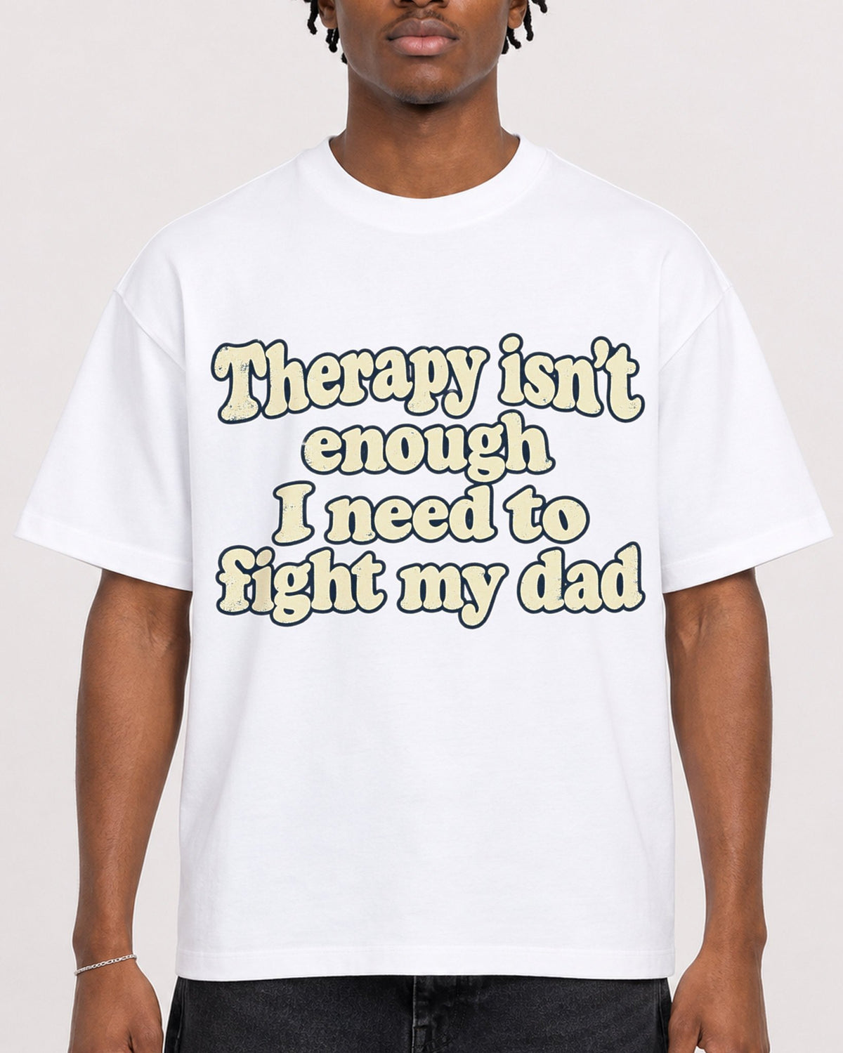 Mockup Boxy Heavyweight Tee White male close-up 05
