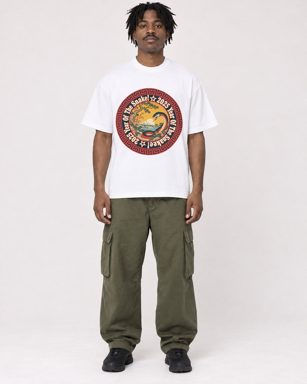 Mockup Boxy Heavyweight Tee White male full-body 04