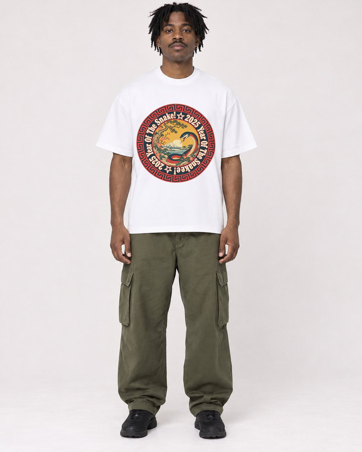 Mockup Boxy Heavyweight Tee White male full-body 04