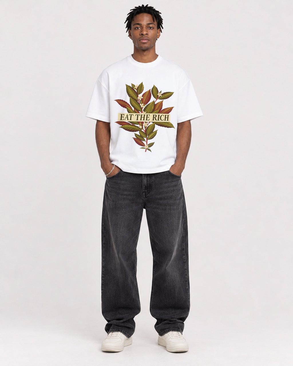 Mockup Boxy Heavyweight Tee White male full-body 05