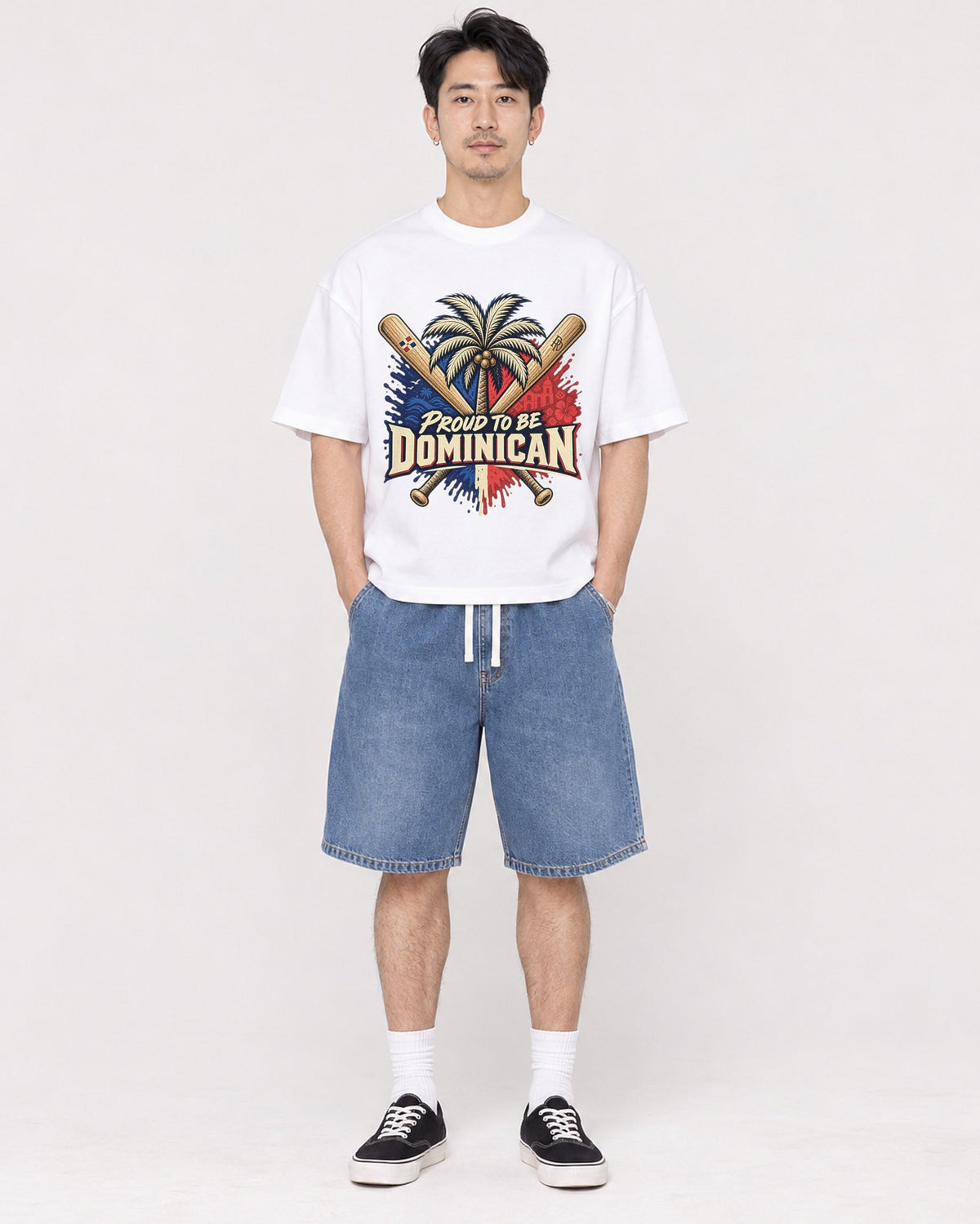 Mockup Boxy Heavyweight Tee White male full-body 13