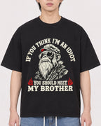 Mockup Boxy Heavyweight Tee Black male close-up 11