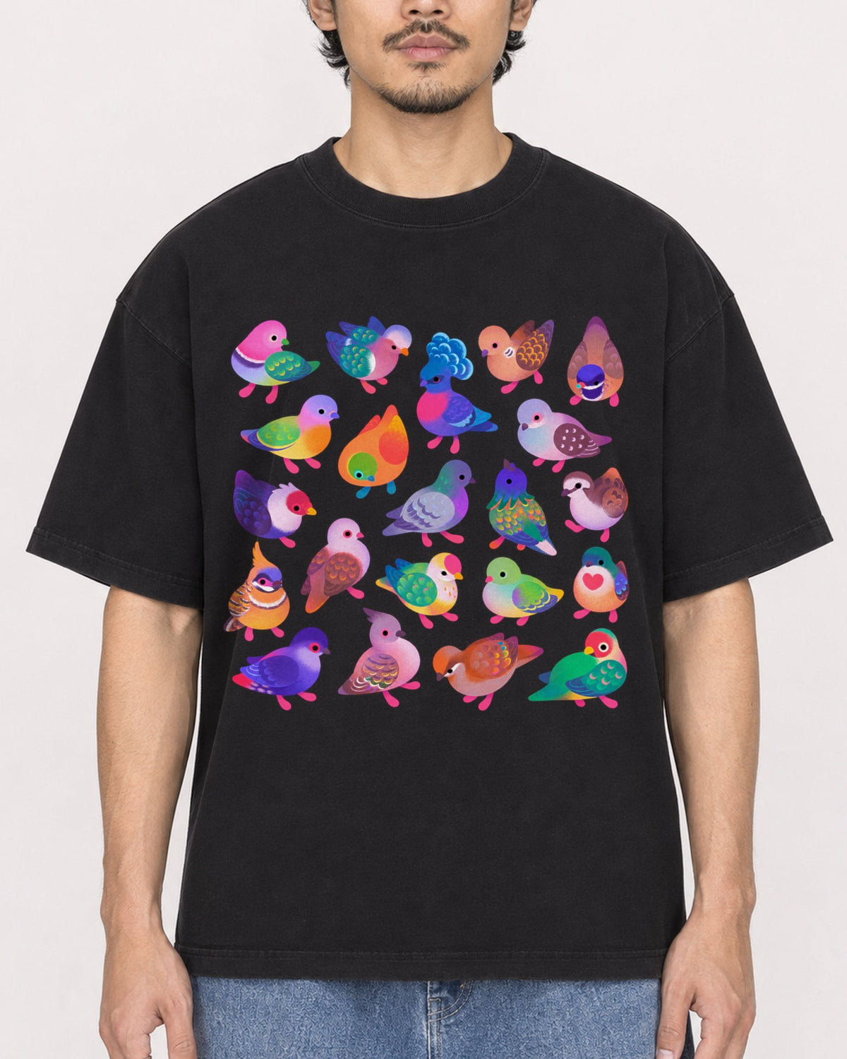 Mockup Boxy Heavyweight Tee Black male close-up 02