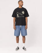 Mockup Boxy Heavyweight Tee Black male full-body 35