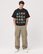 Mockup Boxy Heavyweight Tee Black male full-body 48