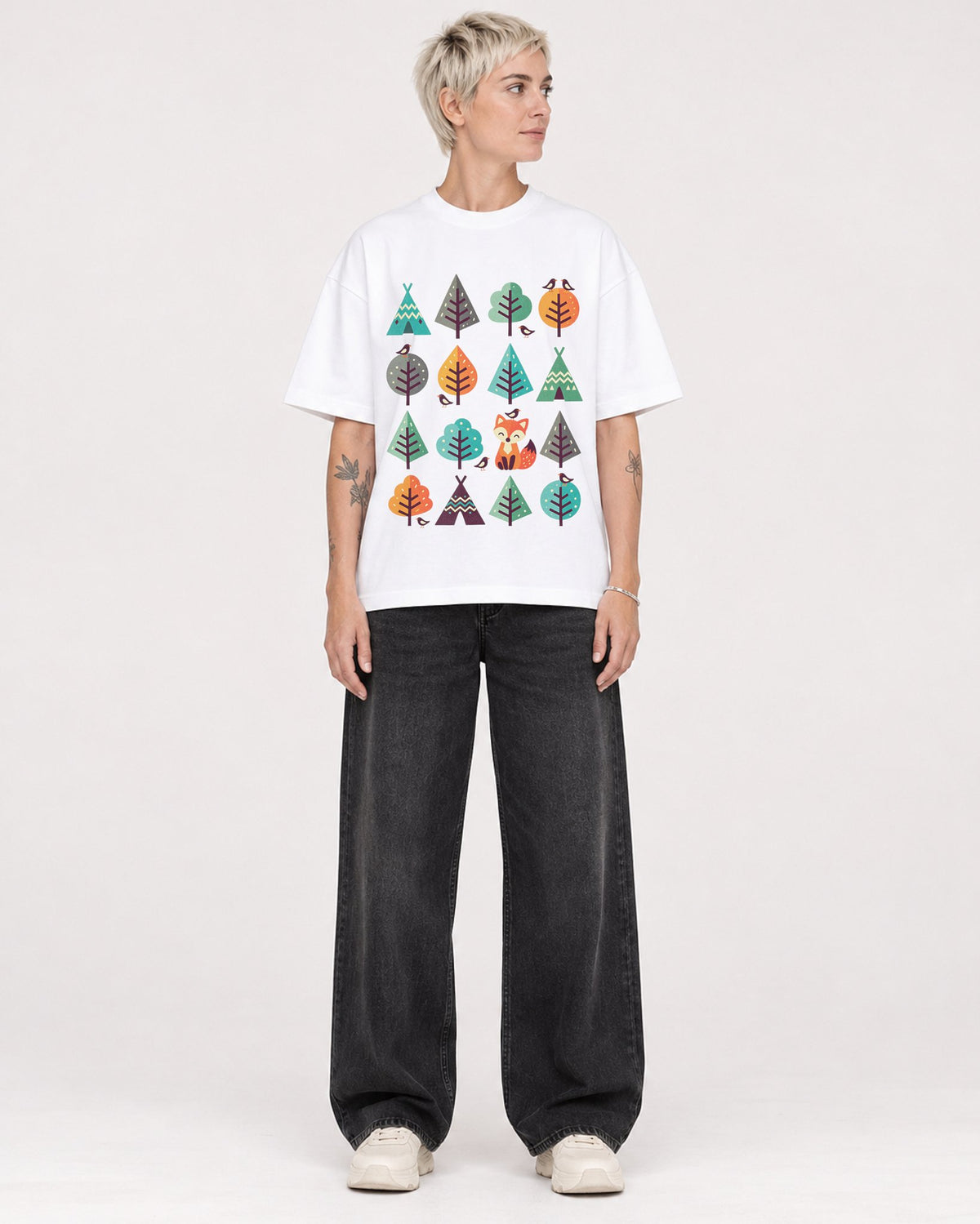 Mockup Boxy Heavyweight Tee White female full-body 48