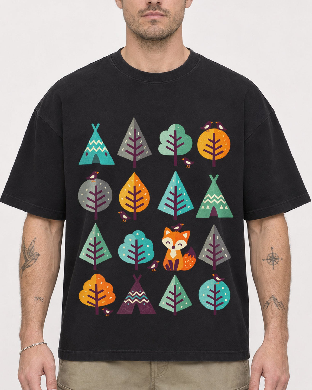 Mockup Boxy Heavyweight Tee Black male close-up 48