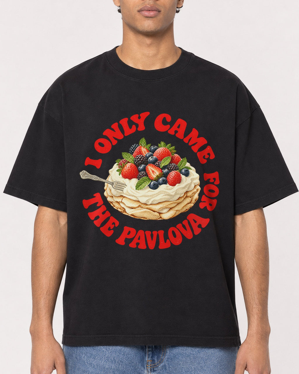 Mockup Boxy Heavyweight Tee Black male close-up 10