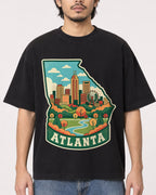 Mockup Boxy Heavyweight Tee Black male close-up 22