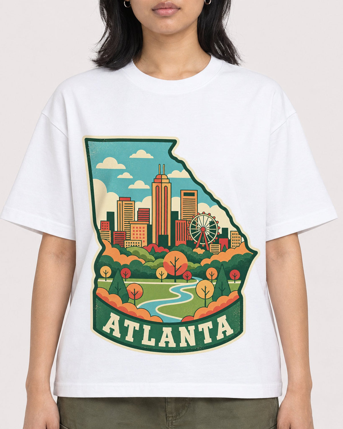 Mockup Boxy Heavyweight Tee White female close-up 22