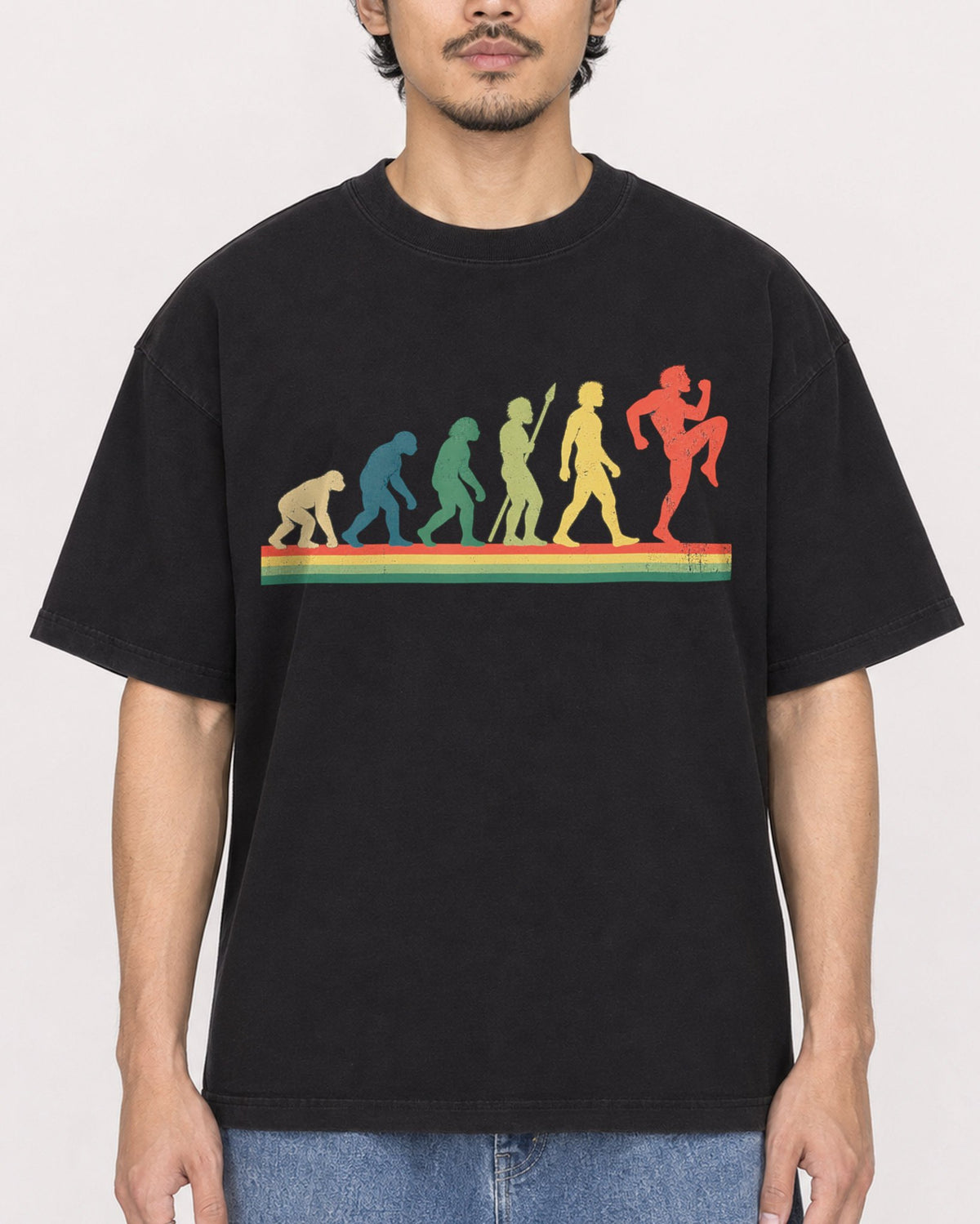 Mockup Boxy Heavyweight Tee Black male close-up 02