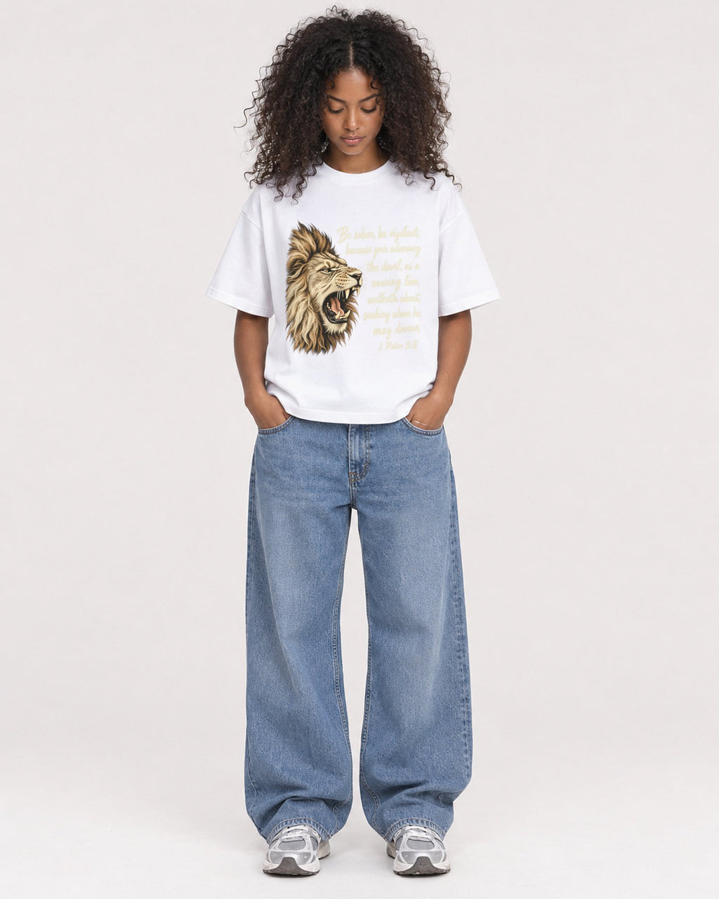 Mockup Boxy Heavyweight Tee White female full-body 05