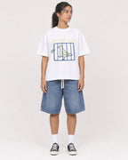 Mockup Boxy Heavyweight Tee White female full-body 16