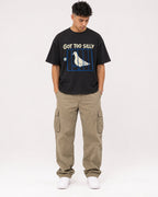 Mockup Boxy Heavyweight Tee Black male full-body 16