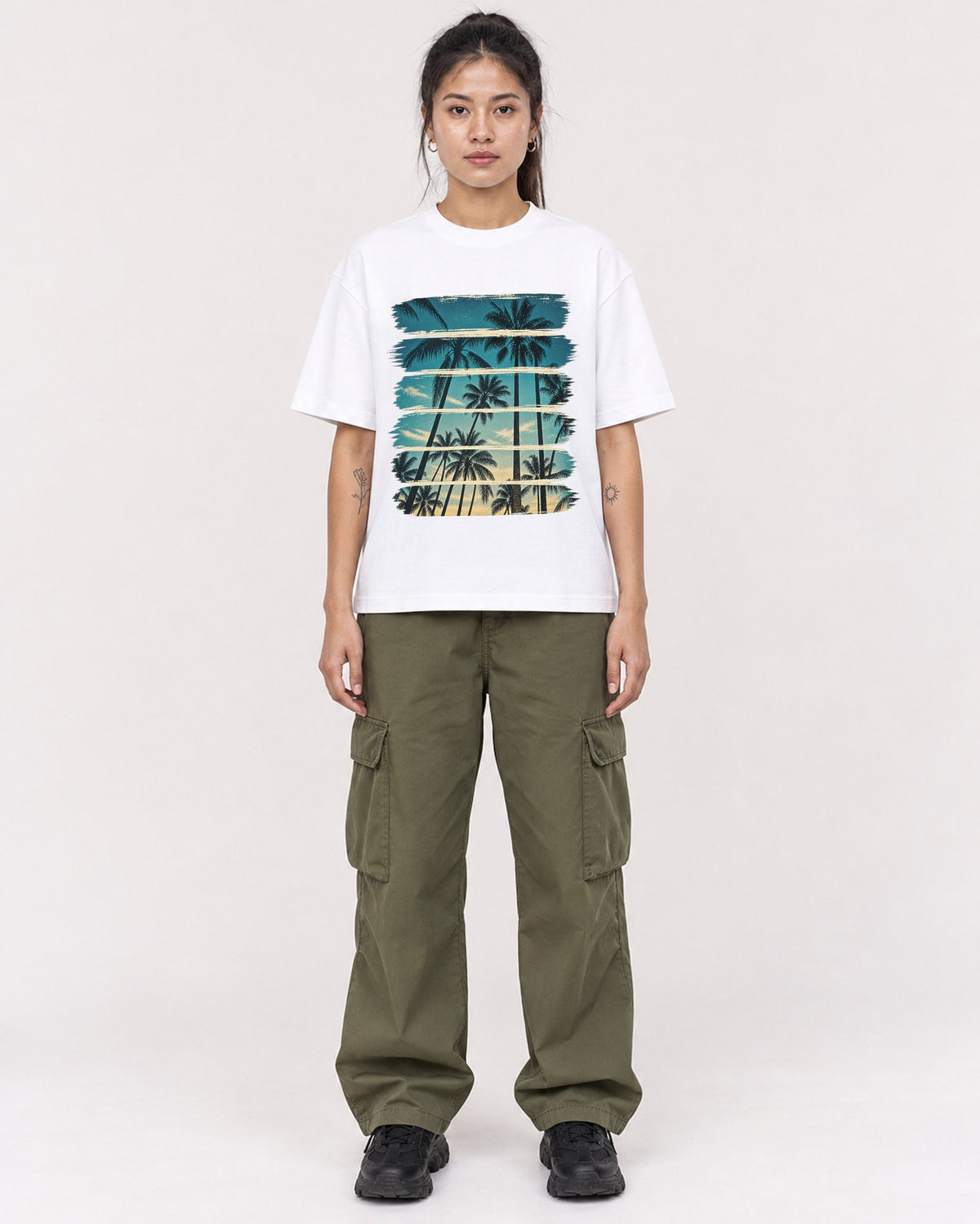 Mockup Boxy Heavyweight Tee White female full-body 42
