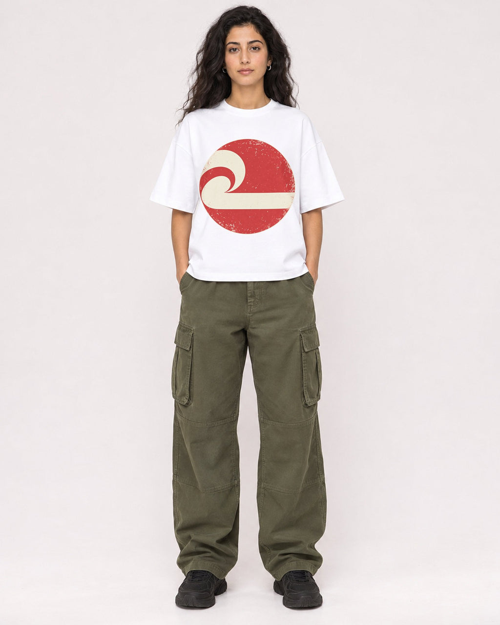 Mockup Boxy Heavyweight Tee White female full-body 07