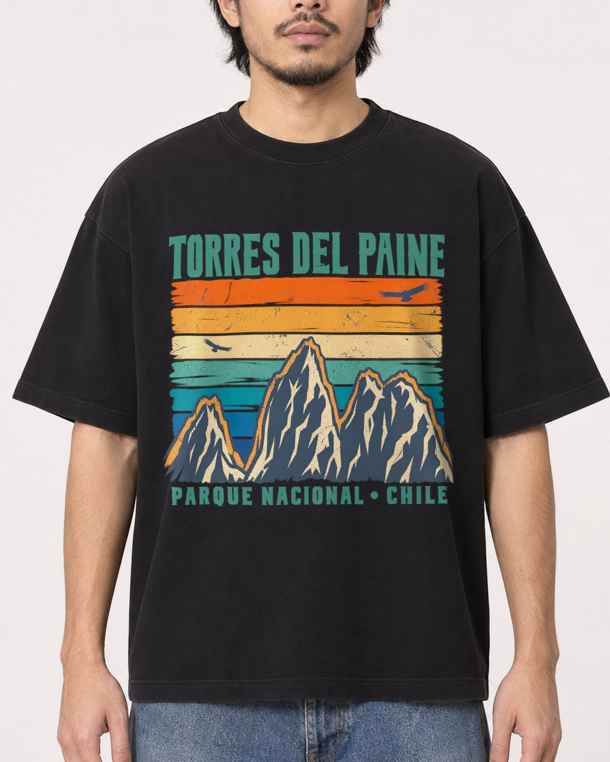 Mockup Boxy Heavyweight Tee Black male close-up 22