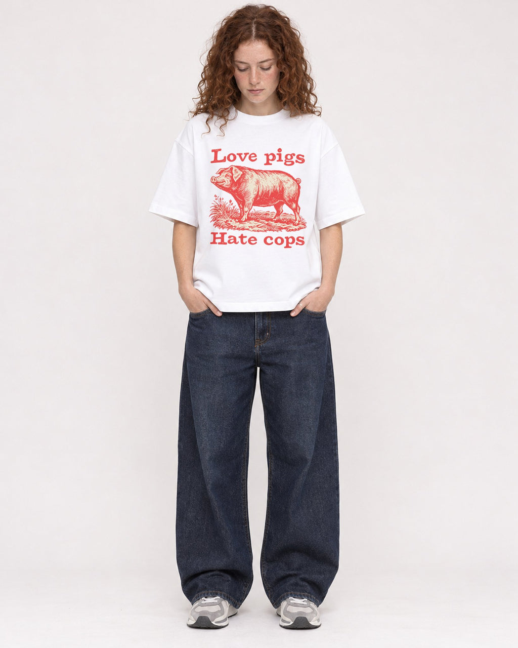 Mockup Boxy Heavyweight Tee White female full-body 09