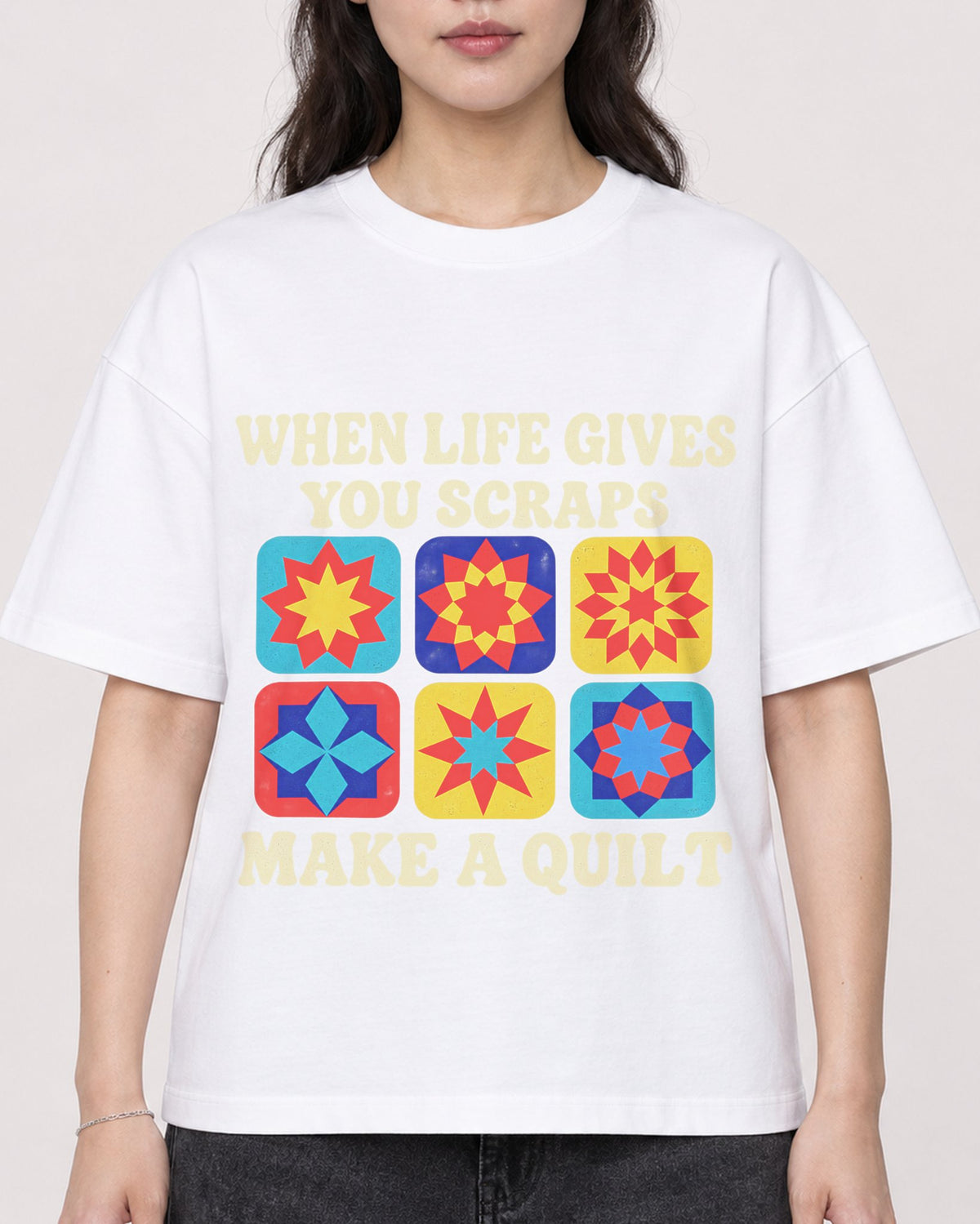 Mockup Boxy Heavyweight Tee White female close-up 03