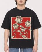 Mockup Boxy Heavyweight Tee Black male close-up 03