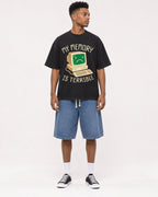 Mockup Boxy Heavyweight Tee Black male full-body 15