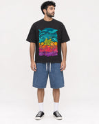 Mockup Boxy Heavyweight Tee Black male full-body 07