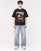 Mockup Boxy Heavyweight Tee Black male full-body 01