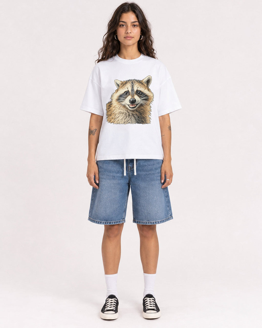 Mockup Boxy Heavyweight Tee White female full-body 06