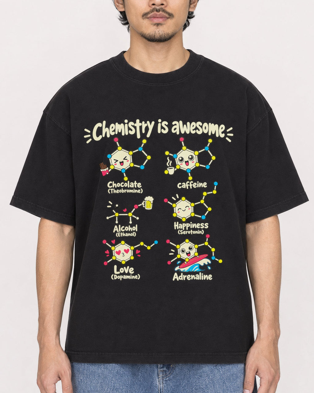 Mockup Boxy Heavyweight Tee Black male close-up 02
