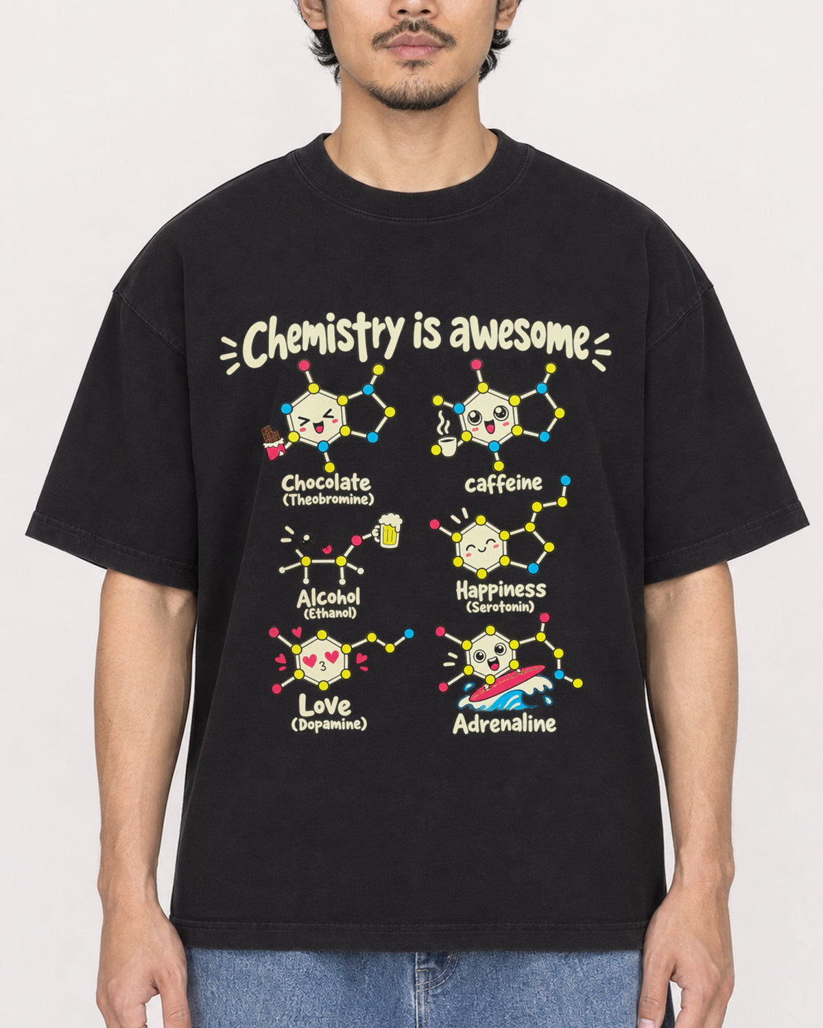 Mockup Boxy Heavyweight Tee Black male close-up 02