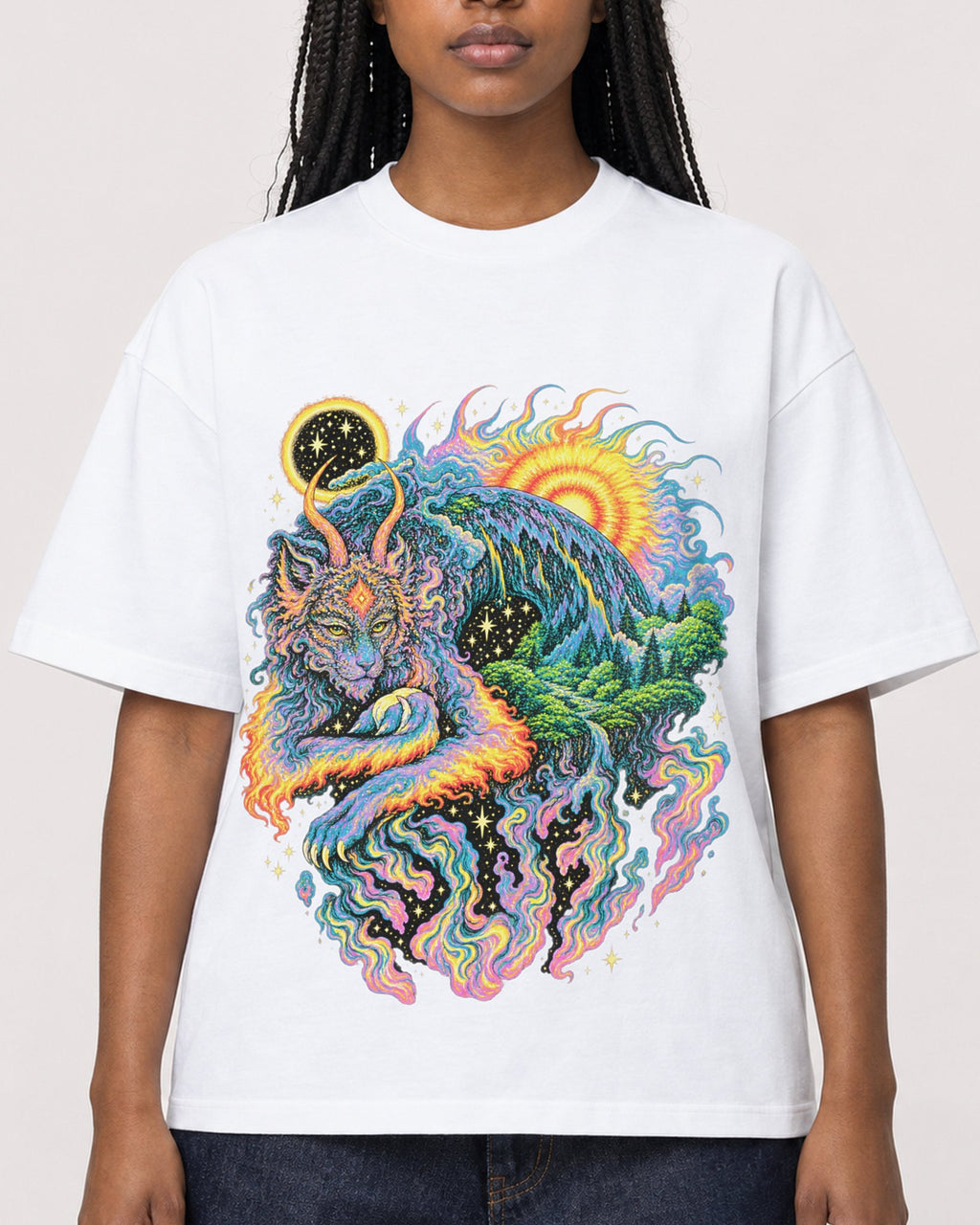 Mockup Boxy Heavyweight Tee White female close-up 04