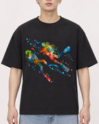 Mockup Boxy Heavyweight Tee Black male close-up 01