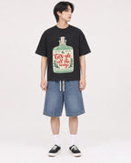 Mockup Boxy Heavyweight Tee Black male full-body 11