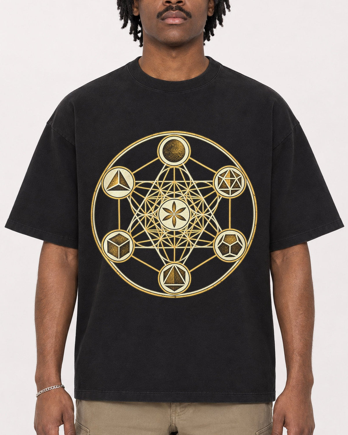 Mockup Boxy Heavyweight Tee Black male close-up 04