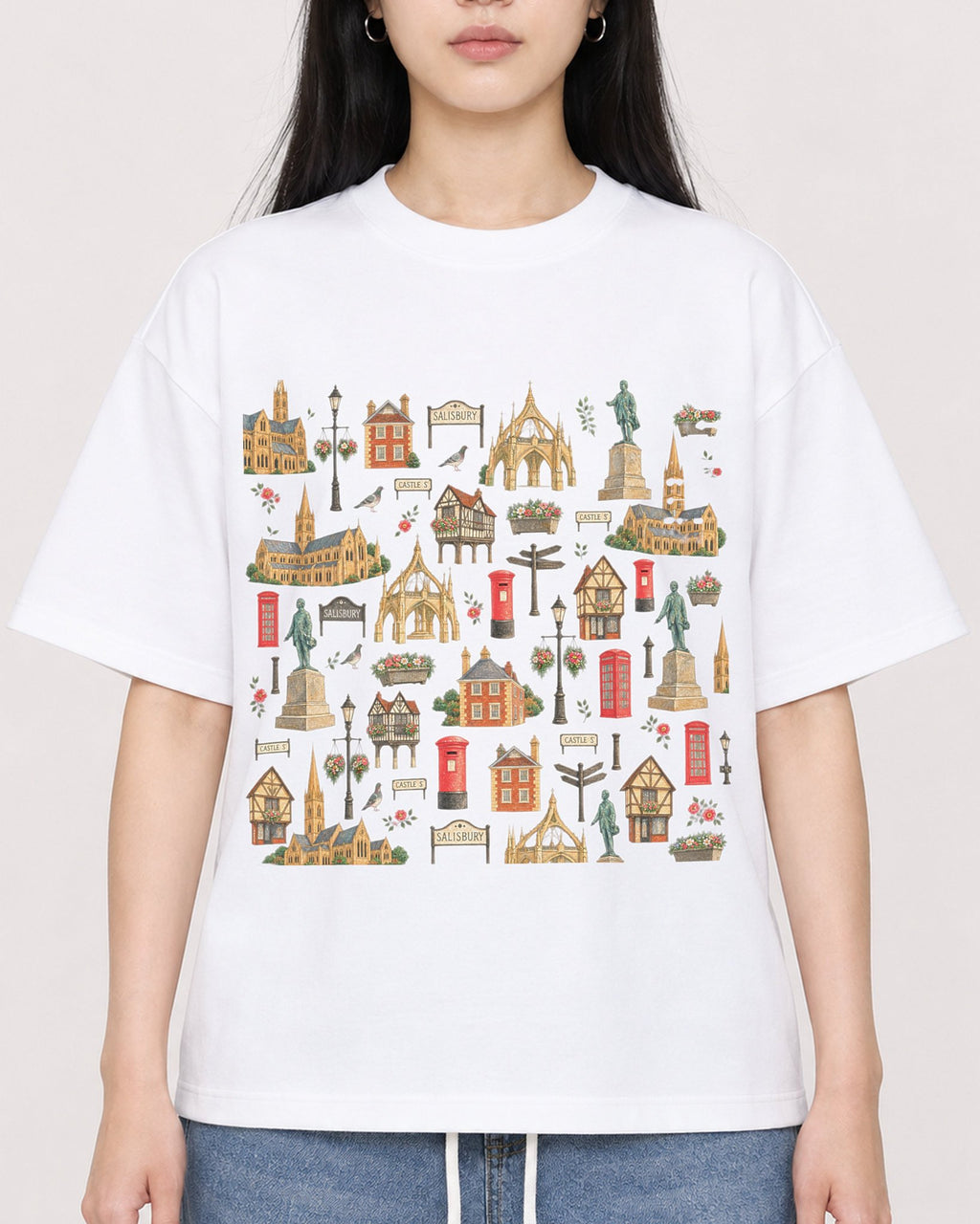 Mockup Boxy Heavyweight Tee White female close-up 01