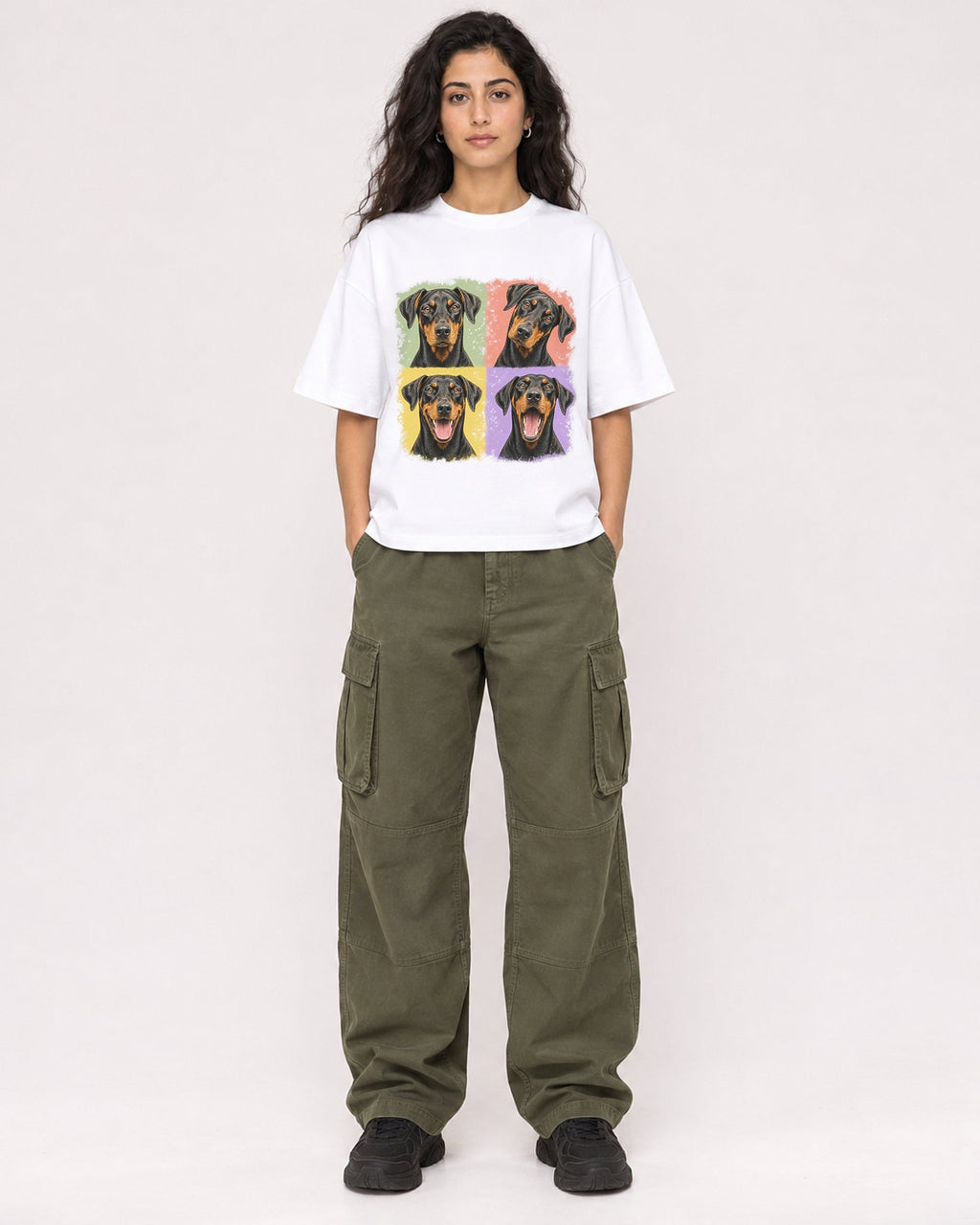 Mockup Boxy Heavyweight Tee White female full-body 07