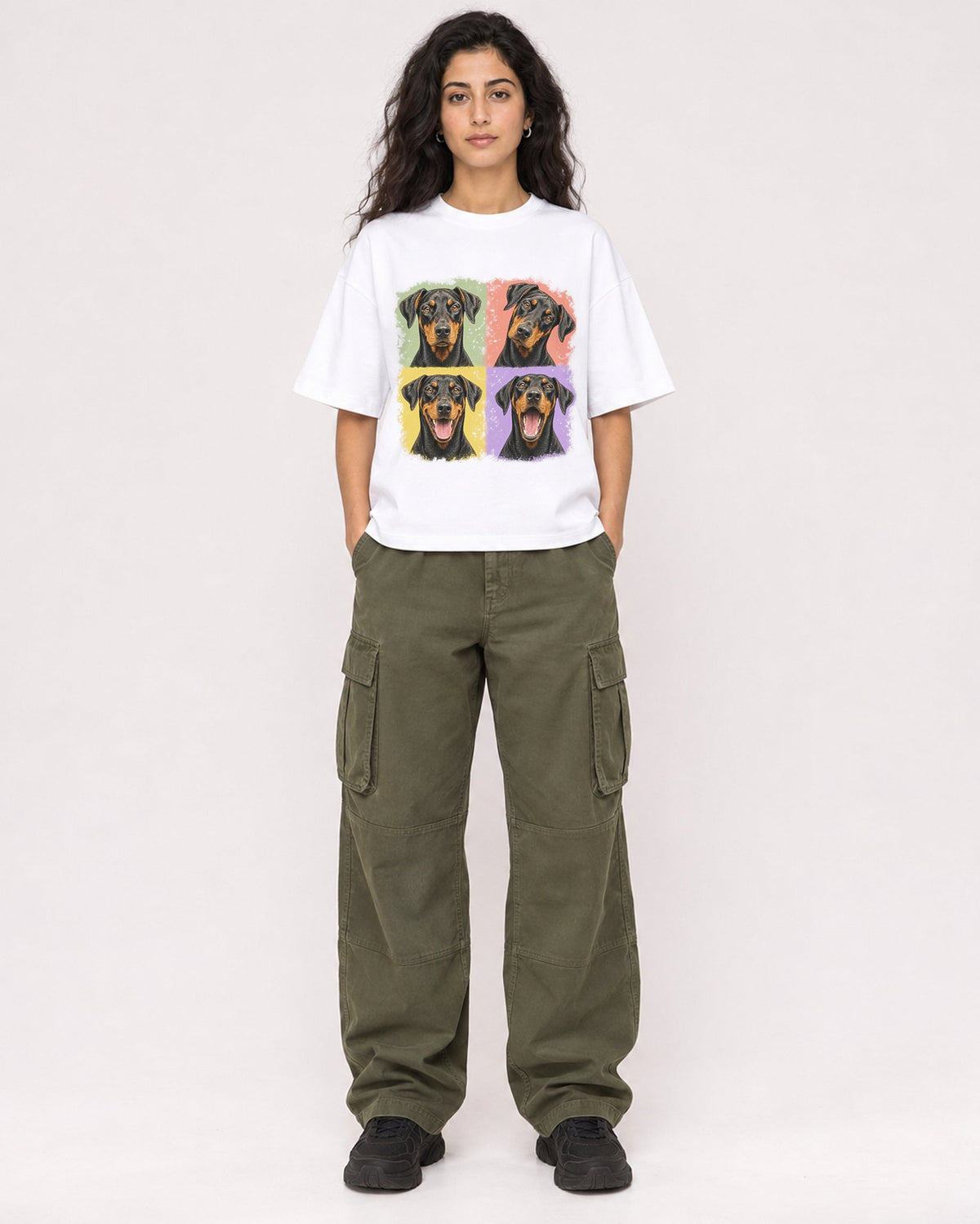 Mockup Boxy Heavyweight Tee White female full-body 07