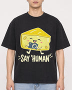 Mockup Boxy Heavyweight Tee Black male close-up 21