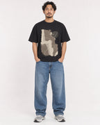 Mockup Boxy Heavyweight Tee Black male full-body 02