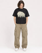 Mockup Boxy Heavyweight Tee Black female full-body 18