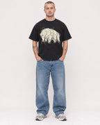 Mockup Boxy Heavyweight Tee Black male full-body 18