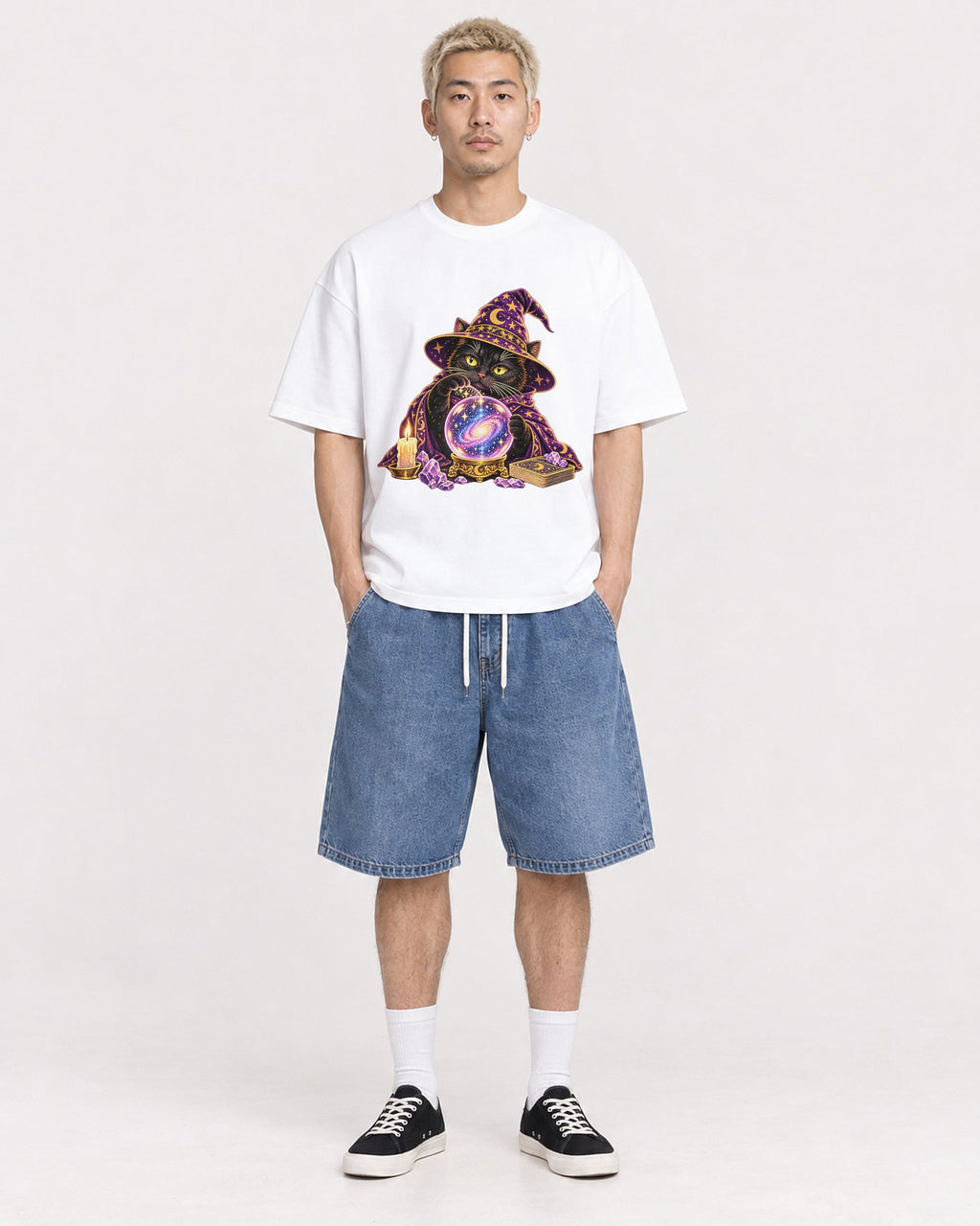 Mockup Boxy Heavyweight Tee White male full-body 33